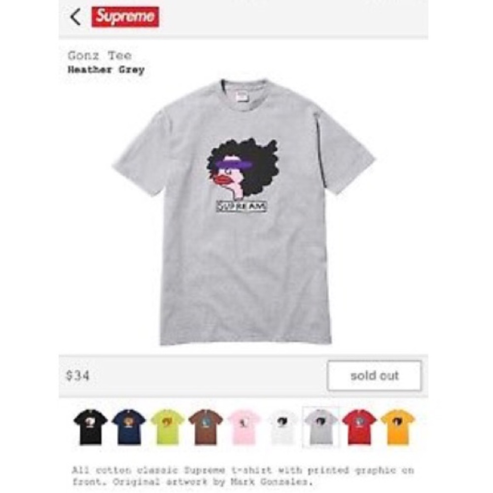 Supreme Gonz Tee. GREY. SIZE LARG